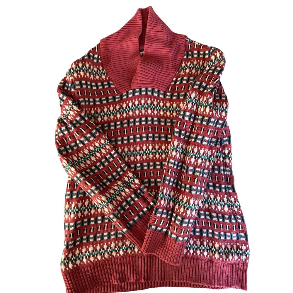 Tea Collection Red and White Patterned Sweater